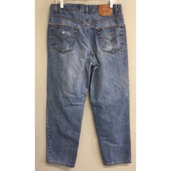 VTG Levi's 550 Jeans Mens 34 X 29.5 Blue Relaxed Fit Straight Leg Y2K DISTRESS - Picture 2 of 10